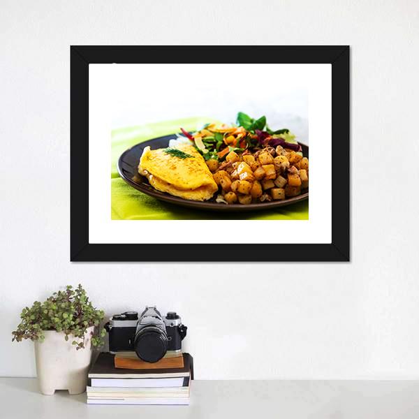 Omelette With Potatoes Canvas Wall Art-1 Piece-Framed Print-20" x 16"-Tiaracle