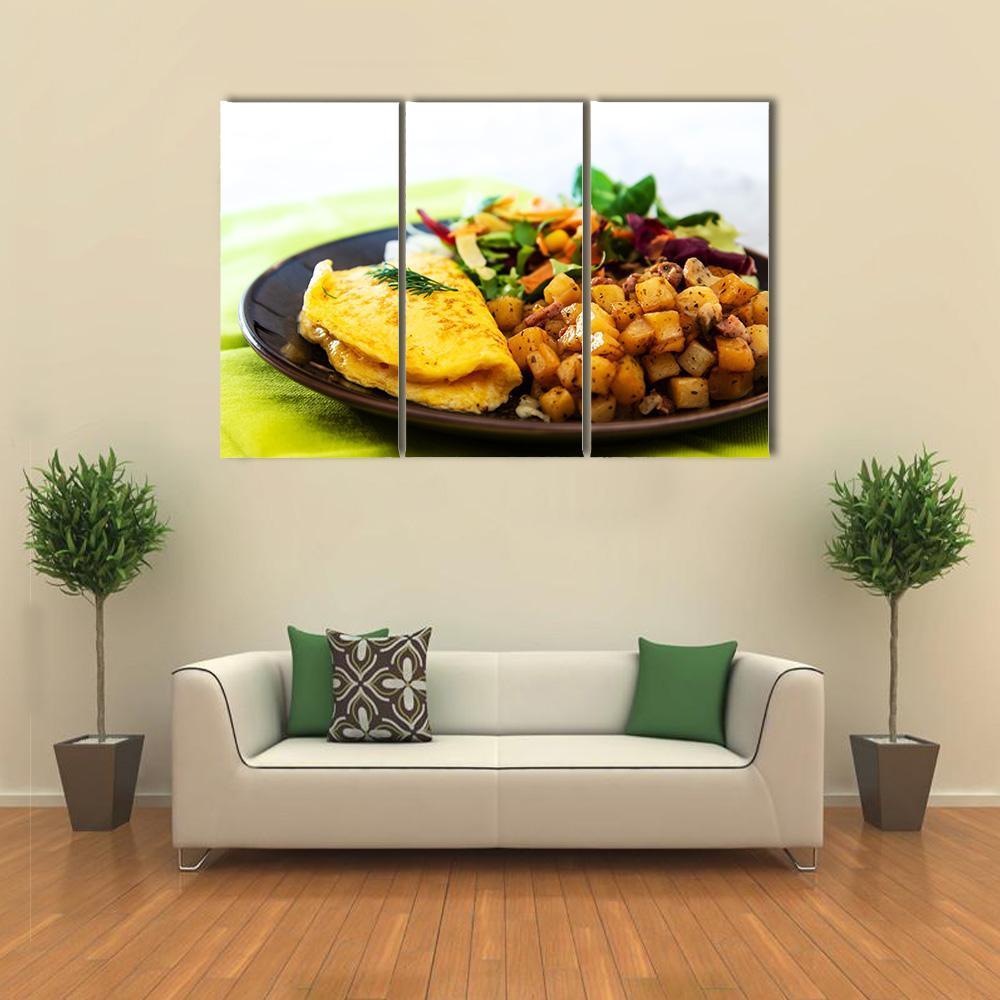 Omelette With Potatoes Canvas Wall Art-3 Horizontal-Gallery Wrap-37" x 24"-Tiaracle