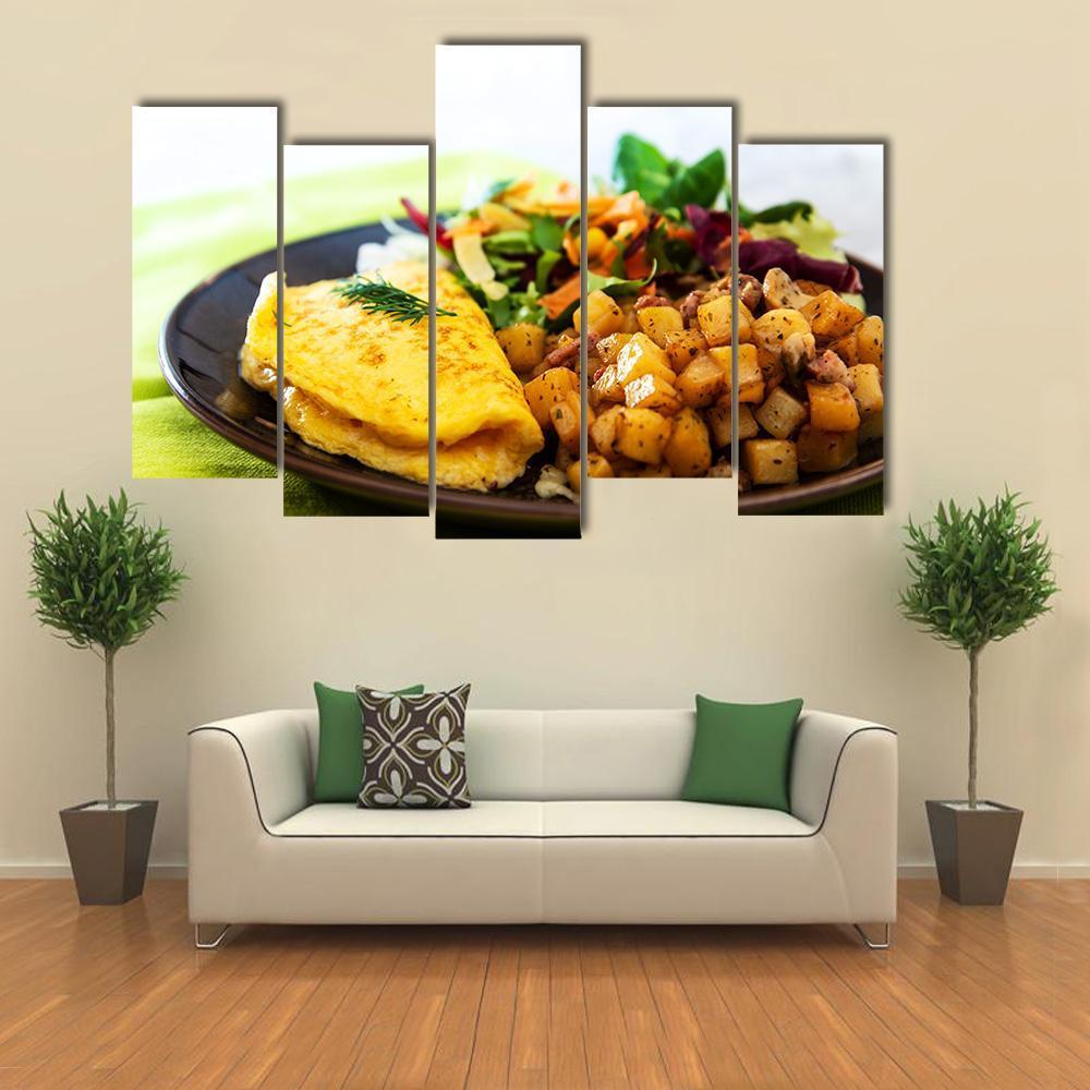 Omelette With Potatoes Canvas Wall Art-5 Pop-Gallery Wrap-47" x 32"-Tiaracle