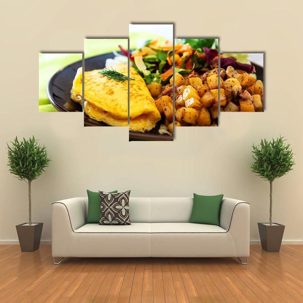 Omelette With Potatoes Canvas Wall Art-5 Star-Gallery Wrap-62" x 32"-Tiaracle