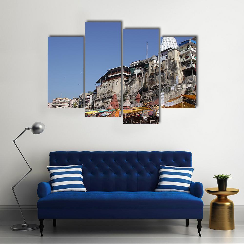 Omkareshwar Jyothiling Temple Canvas Wall Art-4 Pop-Gallery Wrap-50" x 32"-Tiaracle