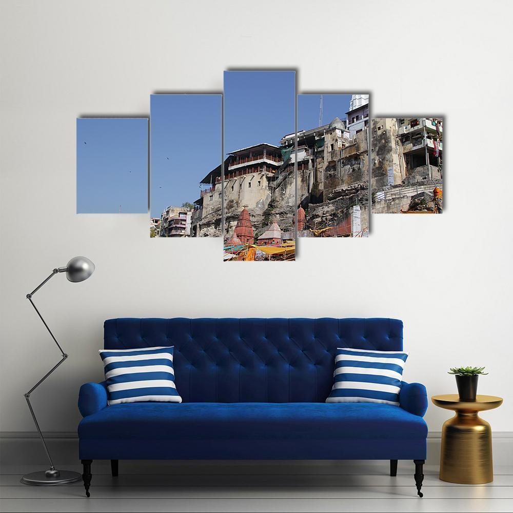 Omkareshwar Jyothiling Temple Canvas Wall Art-5 Star-Gallery Wrap-62" x 32"-Tiaracle