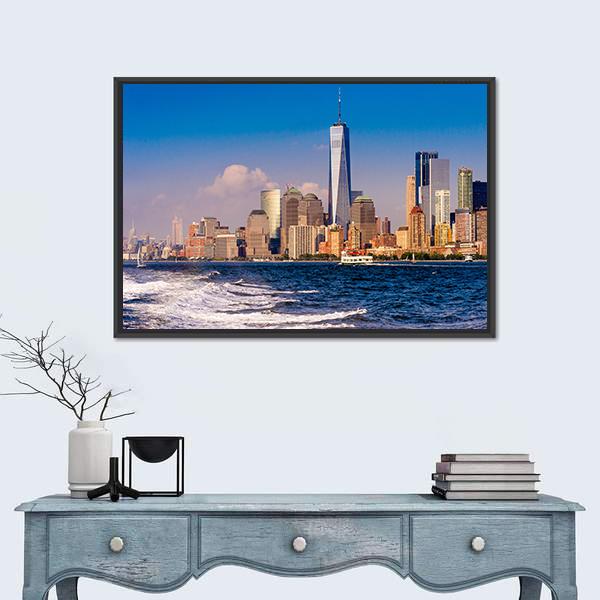 One World Trade Center Canvas Wall Art-1 Piece-Floating Frame-24" x 16"-Tiaracle
