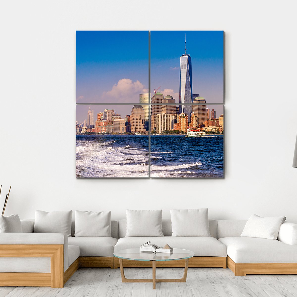 One World Trade Center Canvas Wall Art-4 Square-Gallery Wrap-17" x 17"-Tiaracle