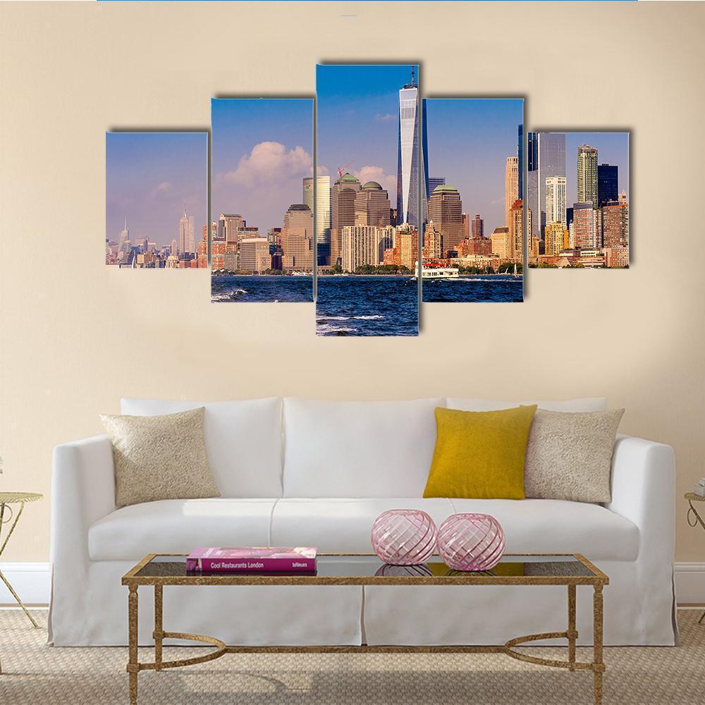 One World Trade Center Canvas Wall Art-5 Star-Gallery Wrap-62" x 32"-Tiaracle