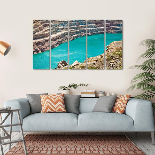 Open Pit Mine With Lake Canvas Wall Art-5 Horizontal-Gallery Wrap-22" x 12"-Tiaracle