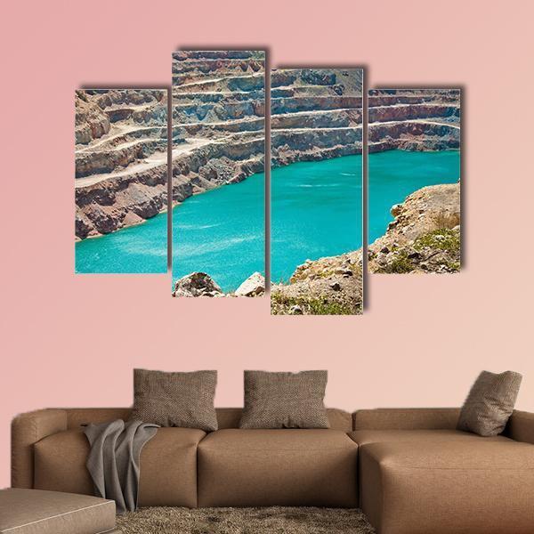 Open Pit Mine With Lake Canvas Wall Art-4 Pop-Gallery Wrap-50" x 32"-Tiaracle