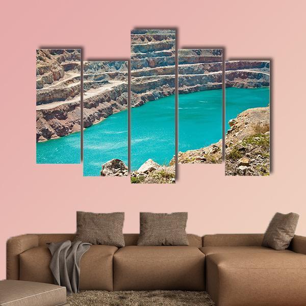 Open Pit Mine With Lake Canvas Wall Art-5 Pop-Gallery Wrap-47" x 32"-Tiaracle