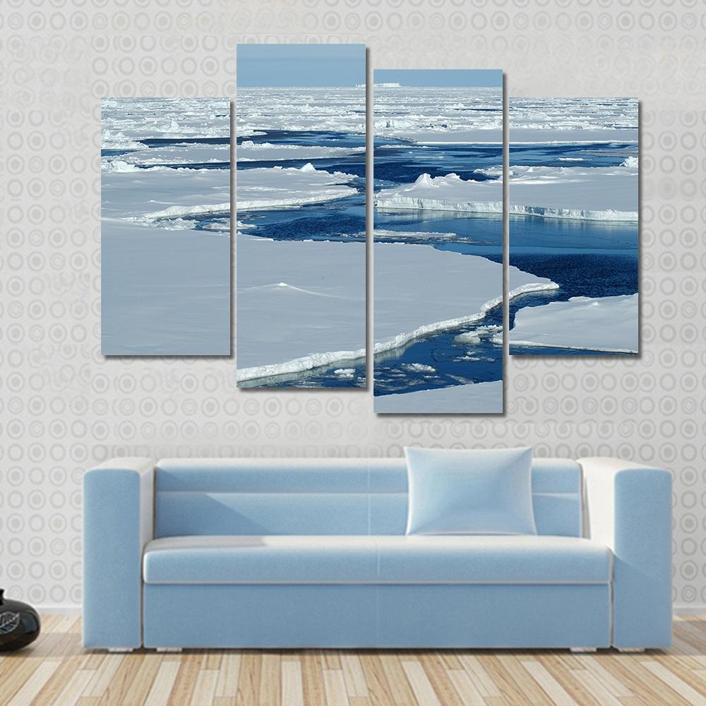 Antarctic Pack Ice Canvas Wall Art-4 Pop-Gallery Wrap-50" x 32"-Tiaracle