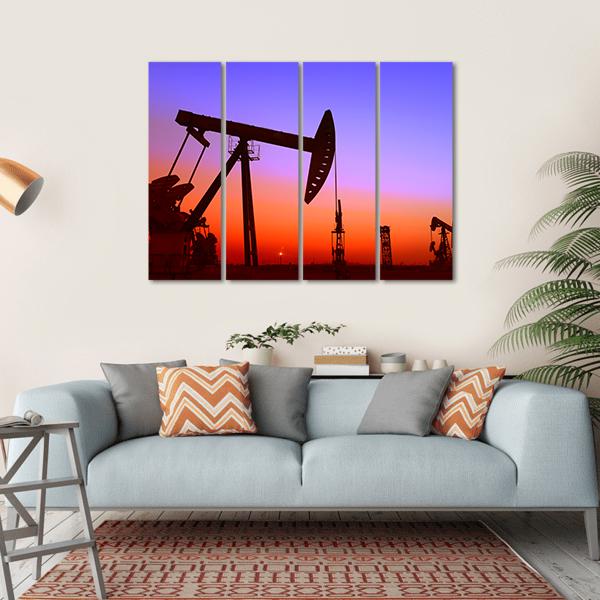 Operation Of Oil Pumping Unit Canvas Wall Art-4 Horizontal-Gallery Wrap-34&quot; x 24&quot;-Tiaracle