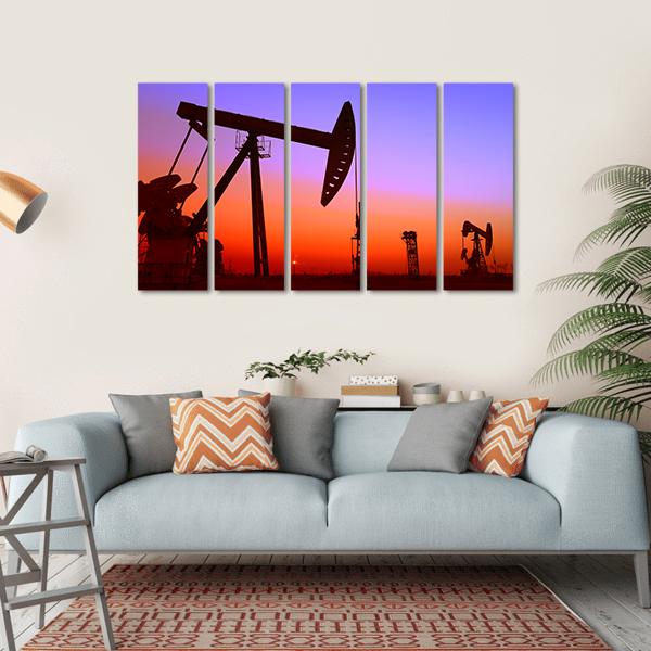Operation Of Oil Pumping Unit Canvas Wall Art-5 Horizontal-Gallery Wrap-22&quot; x 12&quot;-Tiaracle