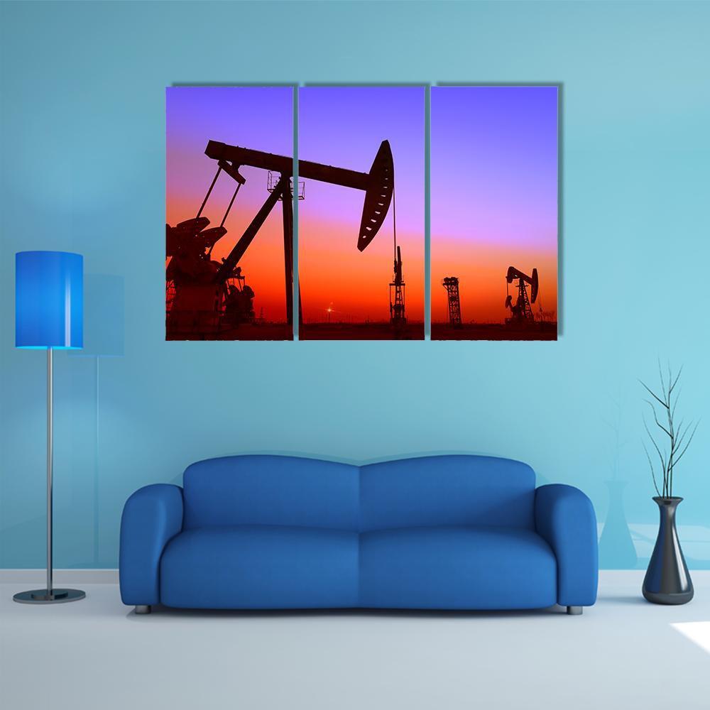 Operation Of Oil Pumping Unit Canvas Wall Art-3 Horizontal-Gallery Wrap-37" x 24"-Tiaracle