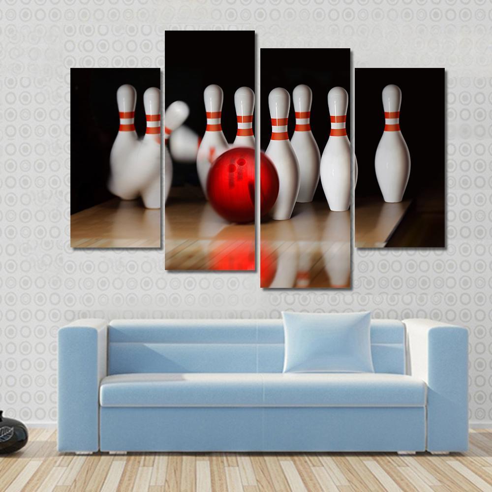 Bowling Strike Canvas Wall Art-4 Pop-Gallery Wrap-50&quot; x 32&quot;-Tiaracle