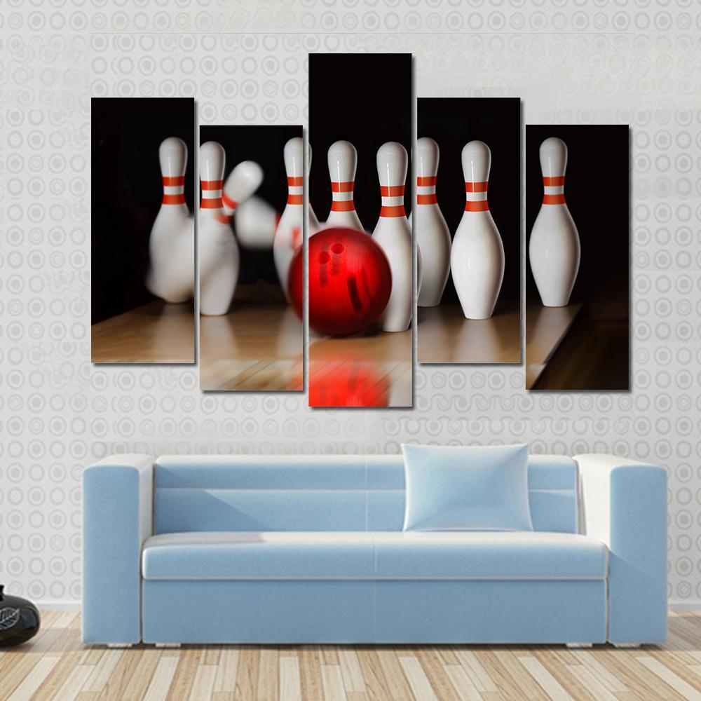 Bowling Strike Canvas Wall Art-5 Pop-Gallery Wrap-47&quot; x 32&quot;-Tiaracle