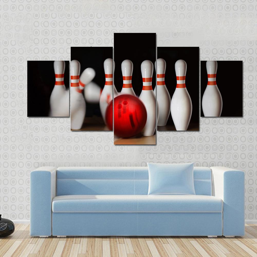 Bowling Strike Canvas Wall Art-3 Horizontal-Gallery Wrap-37" x 24"-Tiaracle