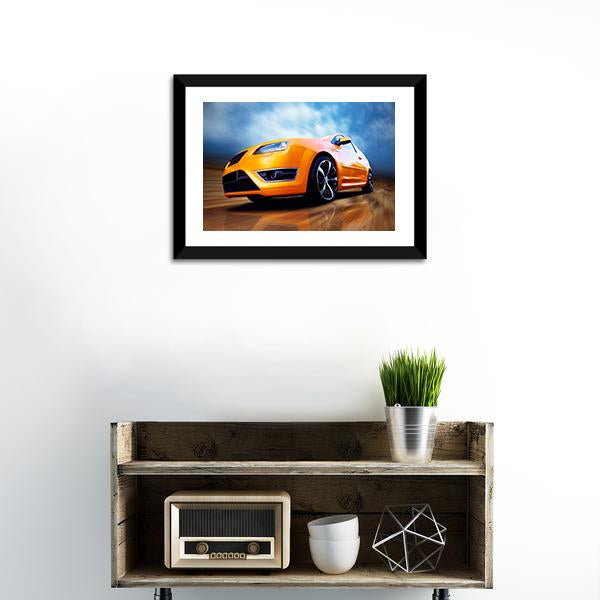 Orange Sports Car Canvas Wall Art-3 Horizontal-Gallery Wrap-25" x 16"-Tiaracle