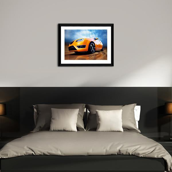 Orange Sports Car Canvas Wall Art-3 Horizontal-Gallery Wrap-25" x 16"-Tiaracle