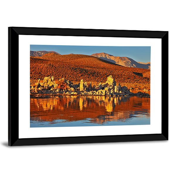 Orange Sunset At Mono Lake Canvas Wall Art-5 Horizontal-Gallery Wrap-22" x 12"-Tiaracle