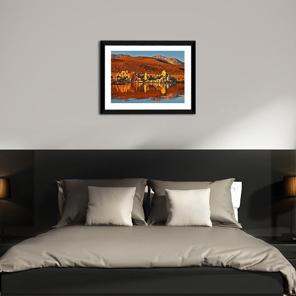 Orange Sunset At Mono Lake Canvas Wall Art-5 Horizontal-Gallery Wrap-22" x 12"-Tiaracle