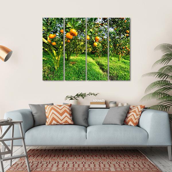 Orange Tree Canvas Wall Art-4 Horizontal-Gallery Wrap-34" x 24"-Tiaracle