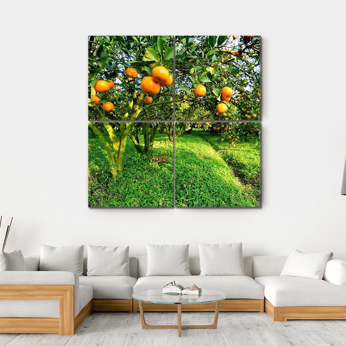 Orange Tree Canvas Wall Art-4 Square-Gallery Wrap-17" x 17"-Tiaracle