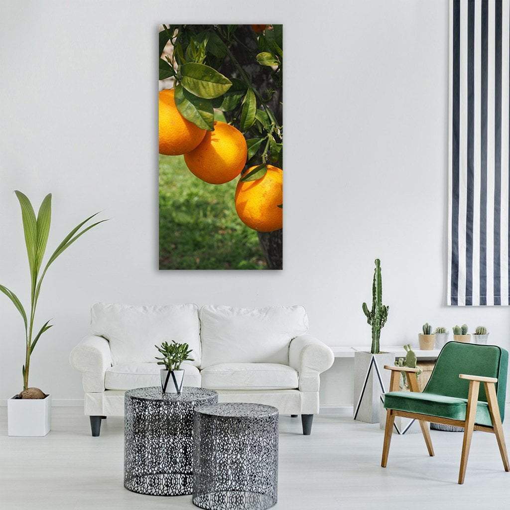 Orange Tree Canvas Wall Art-3 Vertical-Gallery Wrap-12" x 25"-Tiaracle