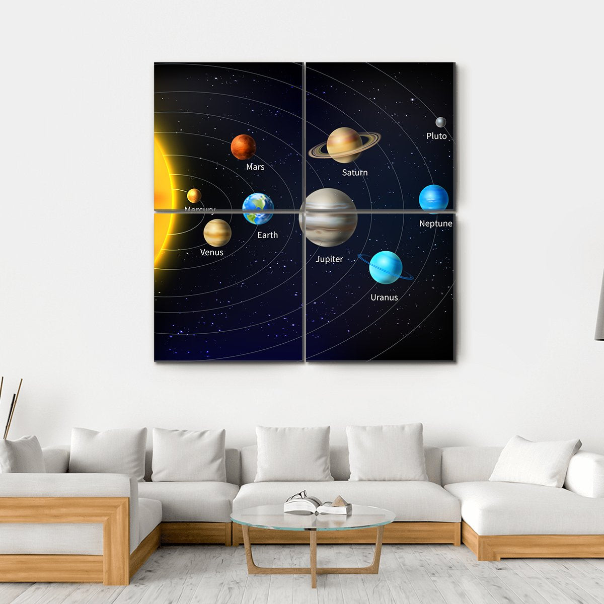 Orbit Illustration Of All Planets Canvas Wall Art-4 Square-Gallery Wrap-17" x 17"-Tiaracle