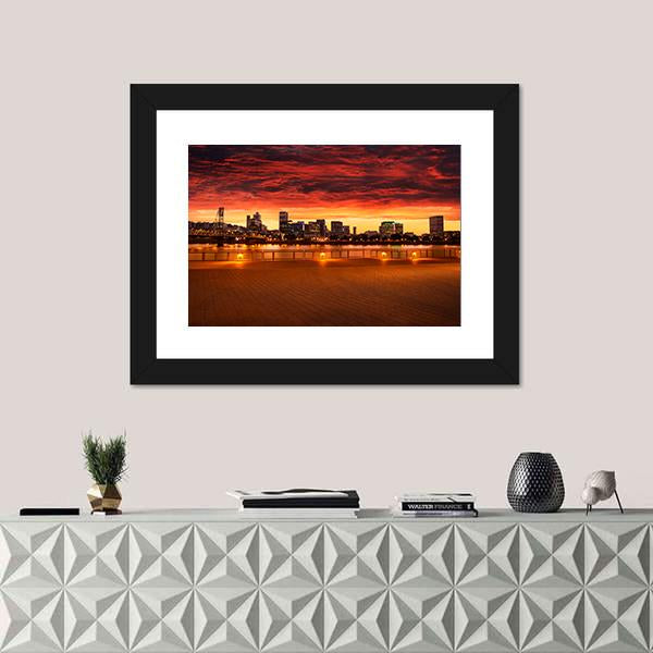 Oregon City Skyline Canvas Wall Art-1 Piece-Framed Print-20" x 16"-Tiaracle