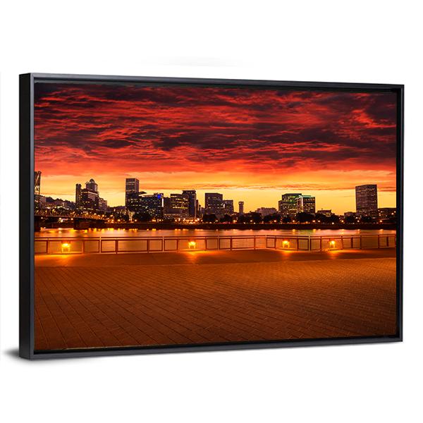 Oregon City Skyline Canvas Wall Art-3 Horizontal-Gallery Wrap-25" x 16"-Tiaracle