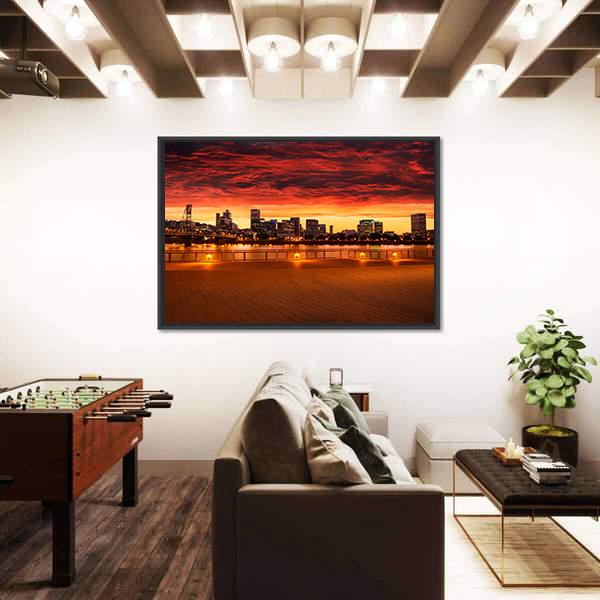 Oregon City Skyline Canvas Wall Art-3 Horizontal-Gallery Wrap-25" x 16"-Tiaracle