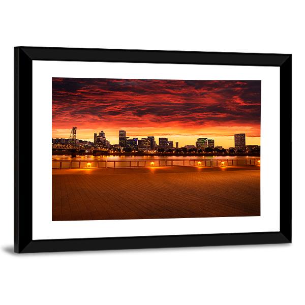 Oregon City Skyline Canvas Wall Art-3 Horizontal-Gallery Wrap-25" x 16"-Tiaracle