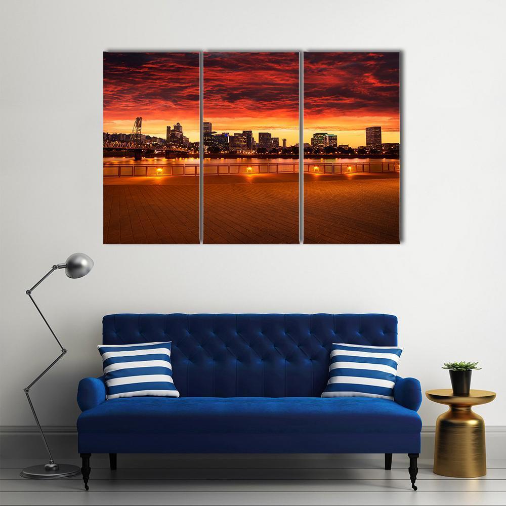 Oregon City Skyline Canvas Wall Art-3 Horizontal-Gallery Wrap-37" x 24"-Tiaracle
