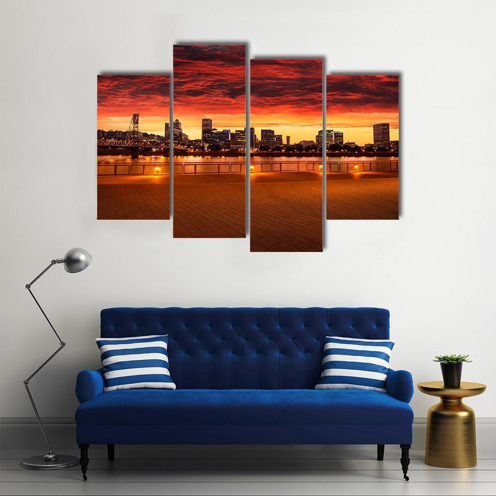 Oregon City Skyline Canvas Wall Art-4 Pop-Gallery Wrap-50" x 32"-Tiaracle