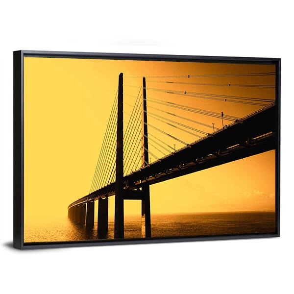 Oresund Bridge Canvas Wall Art-3 Horizontal-Gallery Wrap-25" x 16"-Tiaracle