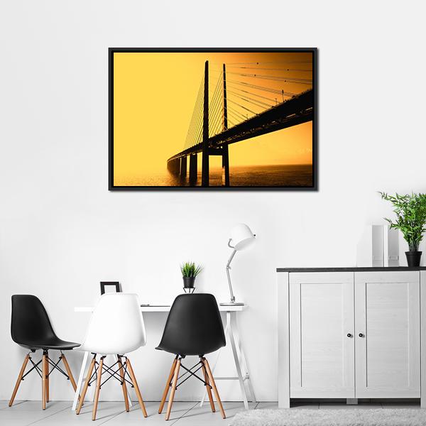 Oresund Bridge Canvas Wall Art-5 Horizontal-Gallery Wrap-22" x 12"-Tiaracle
