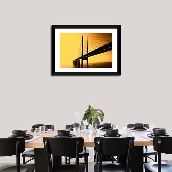 Oresund Bridge Canvas Wall Art-1 Piece-Framed Print-20" x 16"-Tiaracle