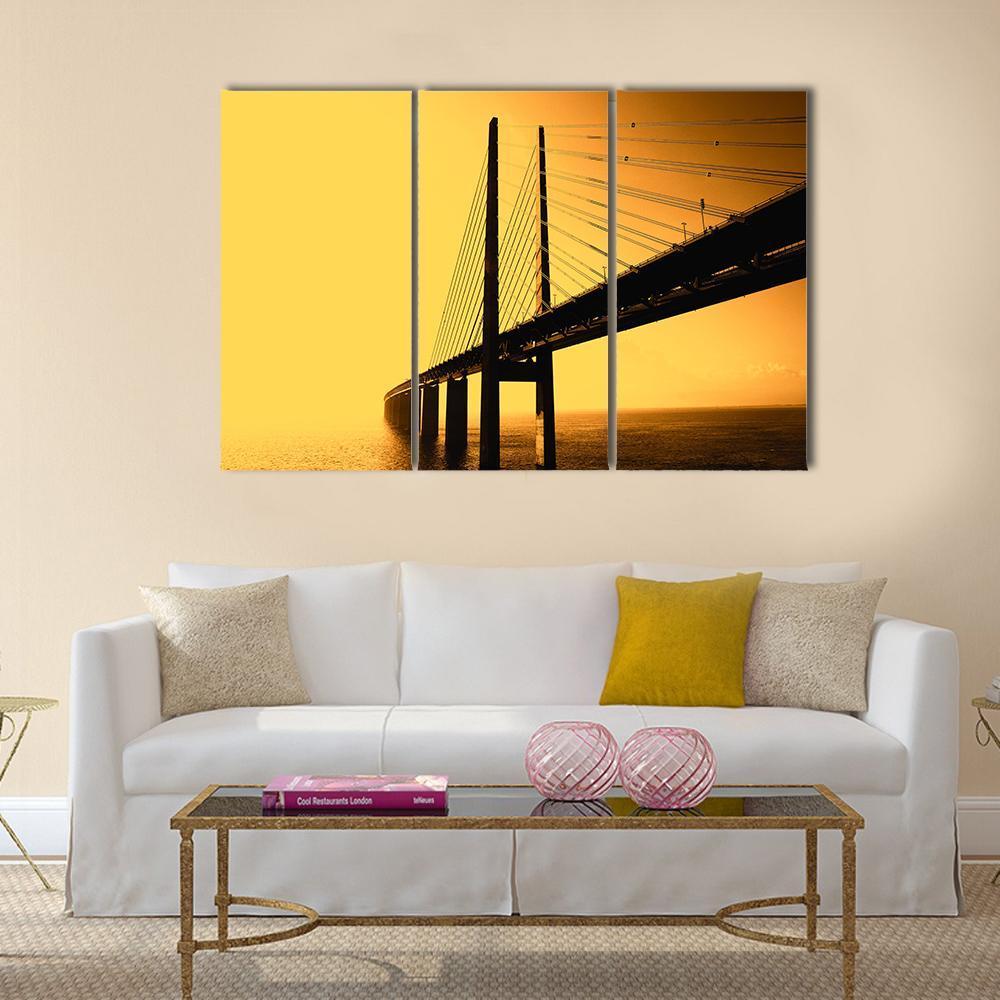 Oresund Bridge Canvas Wall Art-3 Horizontal-Gallery Wrap-37" x 24"-Tiaracle
