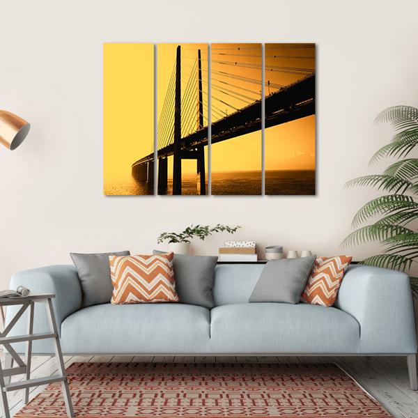 Oresund Bridge Canvas Wall Art-4 Horizontal-Gallery Wrap-34" x 24"-Tiaracle