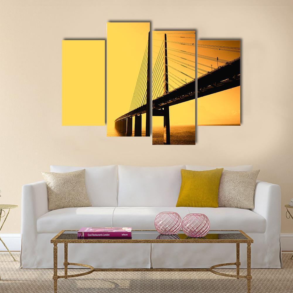 Oresund Bridge Canvas Wall Art-4 Pop-Gallery Wrap-50" x 32"-Tiaracle