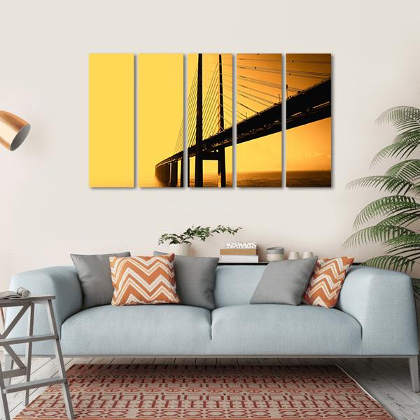 Oresund Bridge Canvas Wall Art-5 Horizontal-Gallery Wrap-22" x 12"-Tiaracle