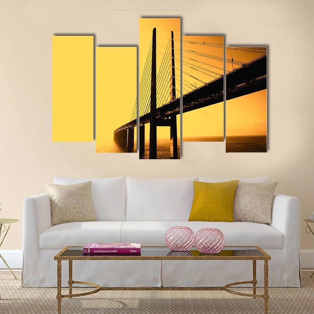 Oresund Bridge Canvas Wall Art-5 Pop-Gallery Wrap-47" x 32"-Tiaracle