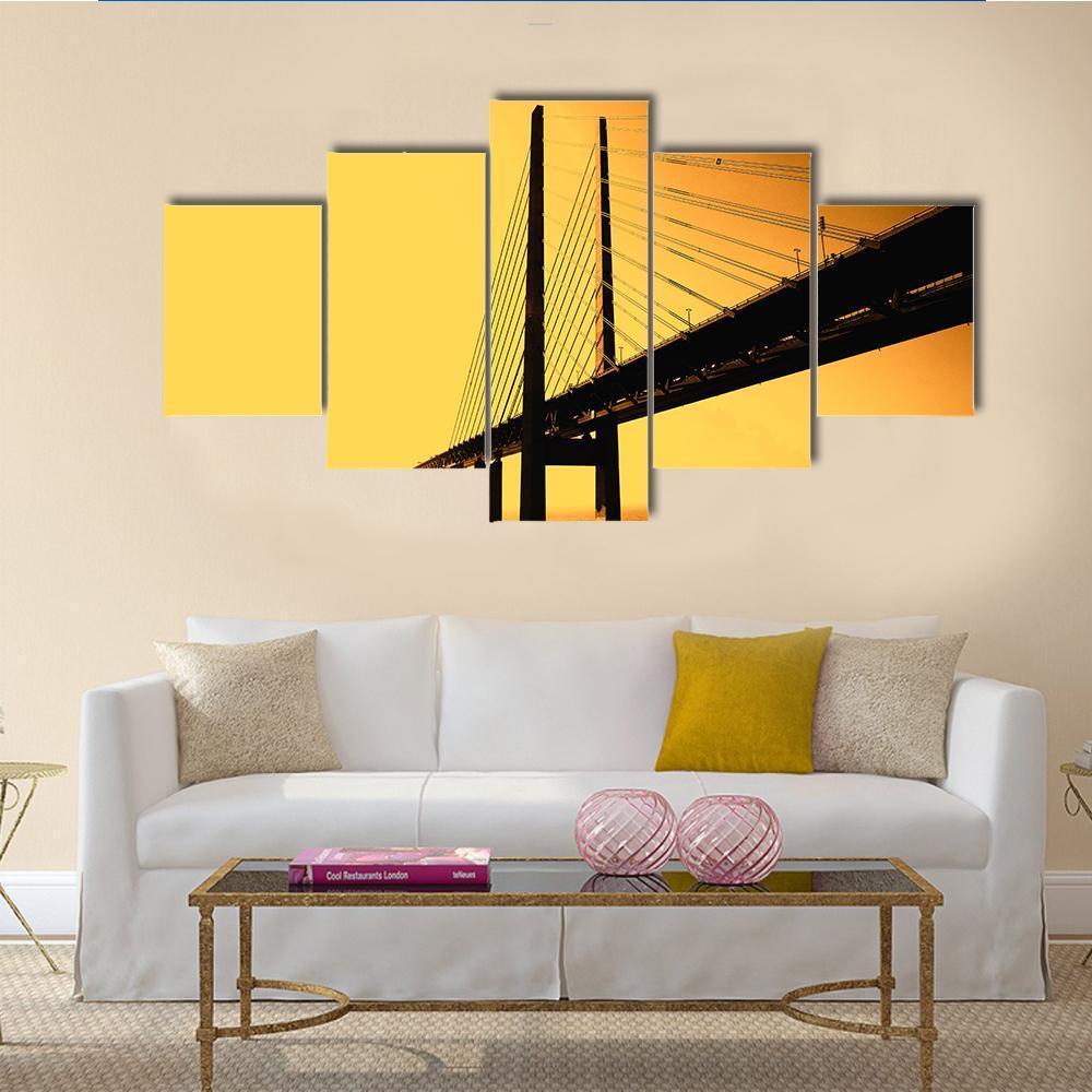 Oresund Bridge Canvas Wall Art-5 Star-Gallery Wrap-62" x 32"-Tiaracle
