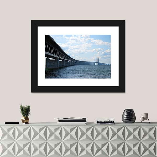 Oresundsbron Bridge Canvas Wall Art-1 Piece-Framed Print-20" x 16"-Tiaracle