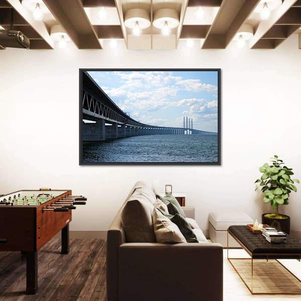 Oresundsbron Bridge Canvas Wall Art-3 Horizontal-Gallery Wrap-25" x 16"-Tiaracle