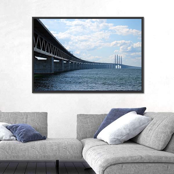 Oresundsbron Bridge Canvas Wall Art-3 Horizontal-Gallery Wrap-25" x 16"-Tiaracle