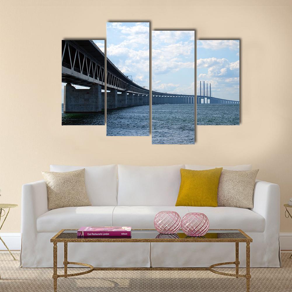 Oresundsbron Bridge Canvas Wall Art-4 Pop-Gallery Wrap-50" x 32"-Tiaracle