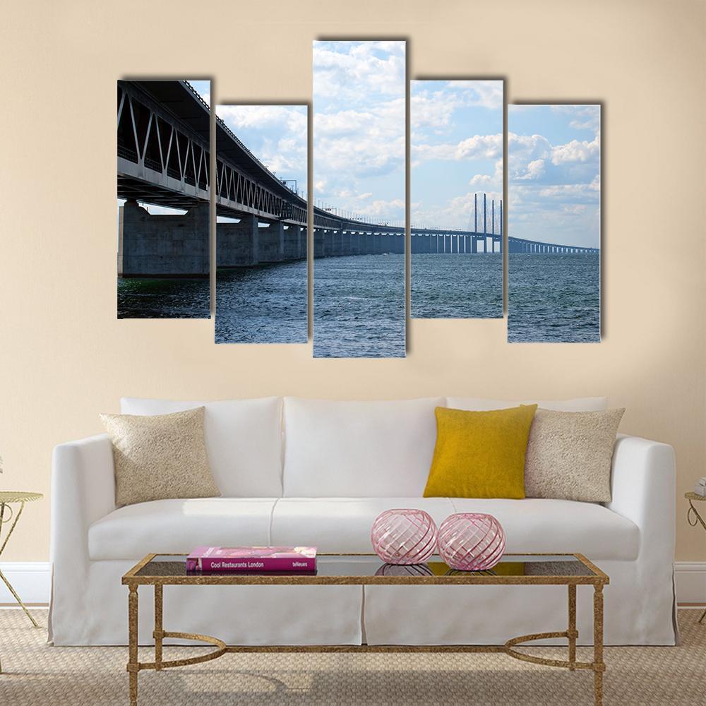 Oresundsbron Bridge Canvas Wall Art-5 Pop-Gallery Wrap-47" x 32"-Tiaracle