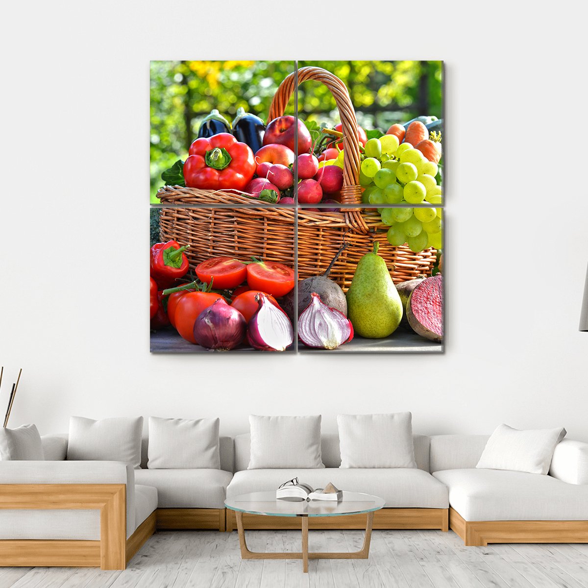 Organic Vegetables & Fruits Canvas Wall Art-4 Square-Gallery Wrap-17" x 17"-Tiaracle