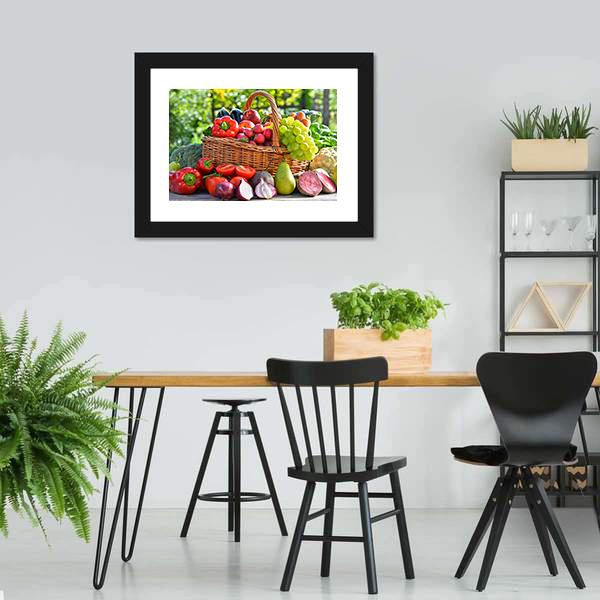 Organic Vegetables &amp; Fruits Canvas Wall Art-3 Horizontal-Gallery Wrap-25" x 16"-Tiaracle