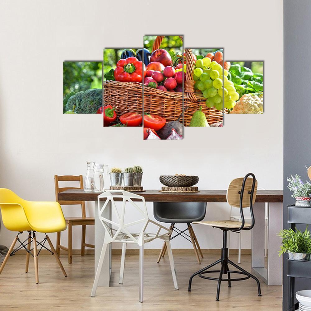Organic Vegetables & Fruits Canvas Wall Art-3 Horizontal-Gallery Wrap-37" x 24"-Tiaracle